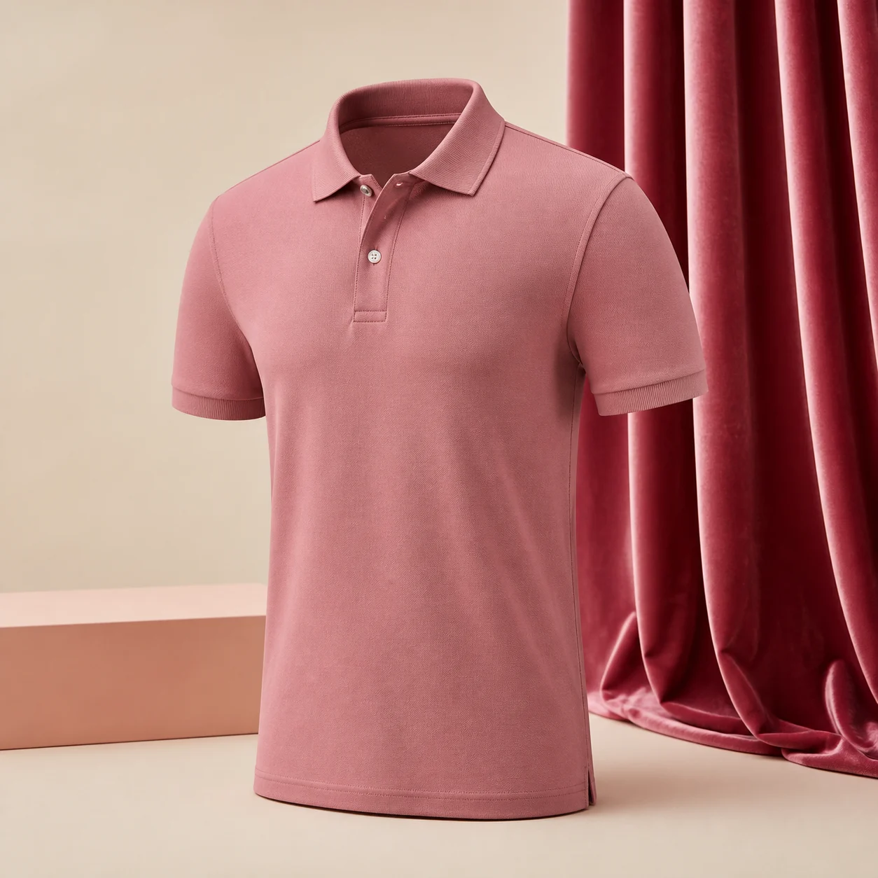 Blank dusty-rose polo T-shirt in the Adore studio